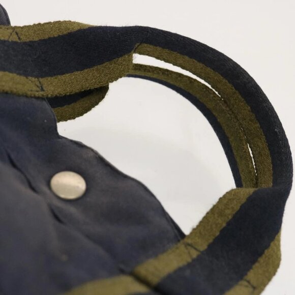 HERMES Fourre Tout MM Hand Bag Canvas Navy Khaki Auth ti1603 - Picture 8 of 14
